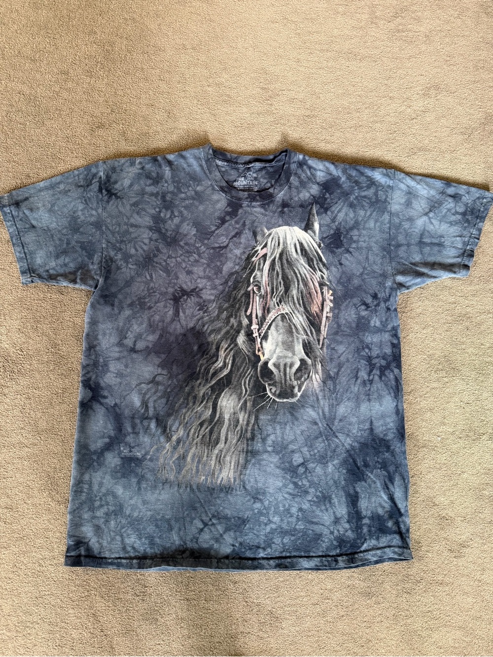 The Mountain Blue Tie-Dye Horse Graphic Short Sleeve Tee